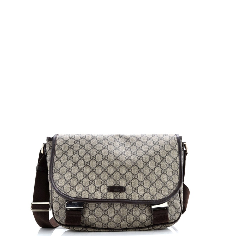 Double Buckle Messenger Bag GG Coated Canvas Medium