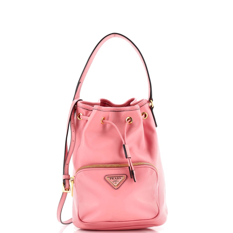 Drawstring Pocket Bucket Bag Soft Calf Small