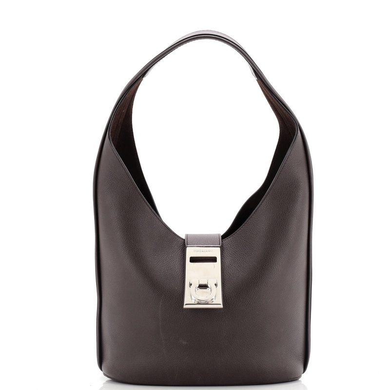 Gancini Buckle Hobo Leather Medium