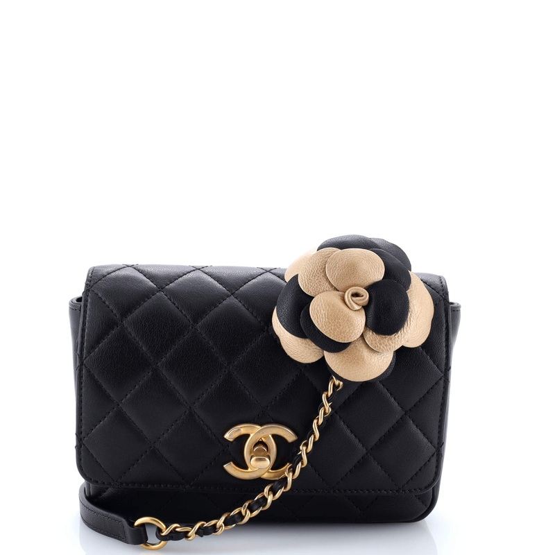 Private Affair Camellia Belt Bag Quilted Lambskin Mini