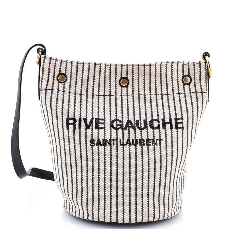 Rive Gauche Bucket Bag Striped Canvas