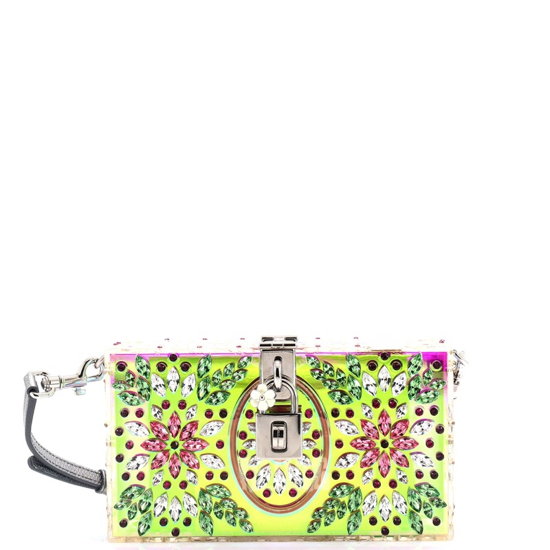 Box Clutch Crystal Embellished Plexiglass Small