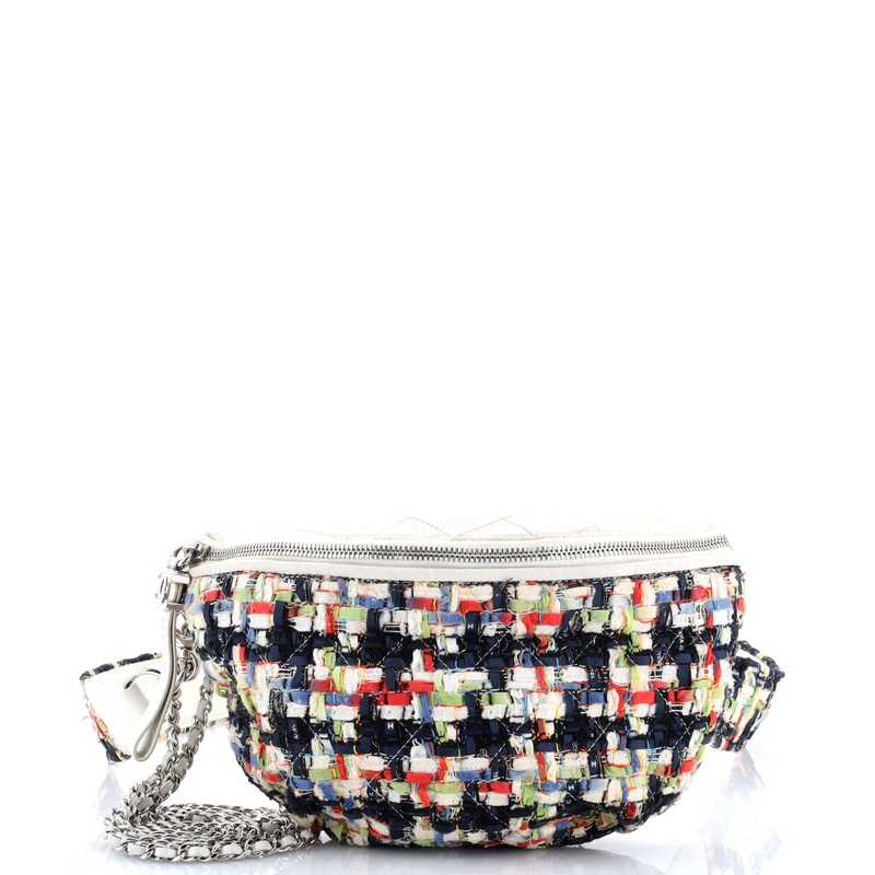 Convertible Waist Bag Tweed with Quilted Leather