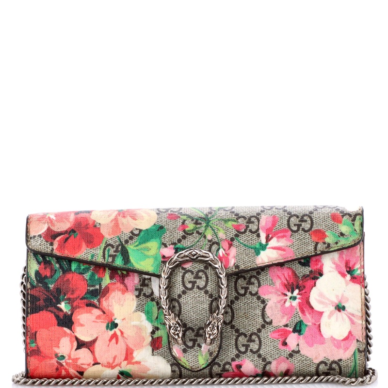 Dionysus Chain Wallet Blooms Print GG Coated Canvas Long