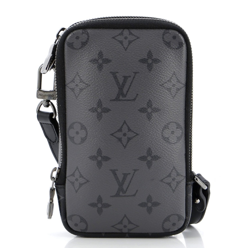 Double Phone Pouch Reverse Monogram Eclipse Canvas