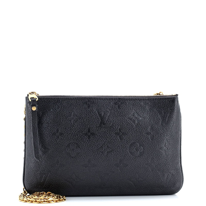 Double Zip Pochette Monogram Empreinte Leather