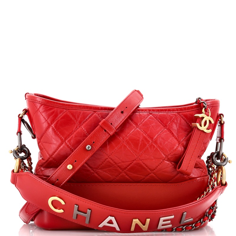Gabrielle Hobo with Logo Handle Quilted Aged Calfskin Medium