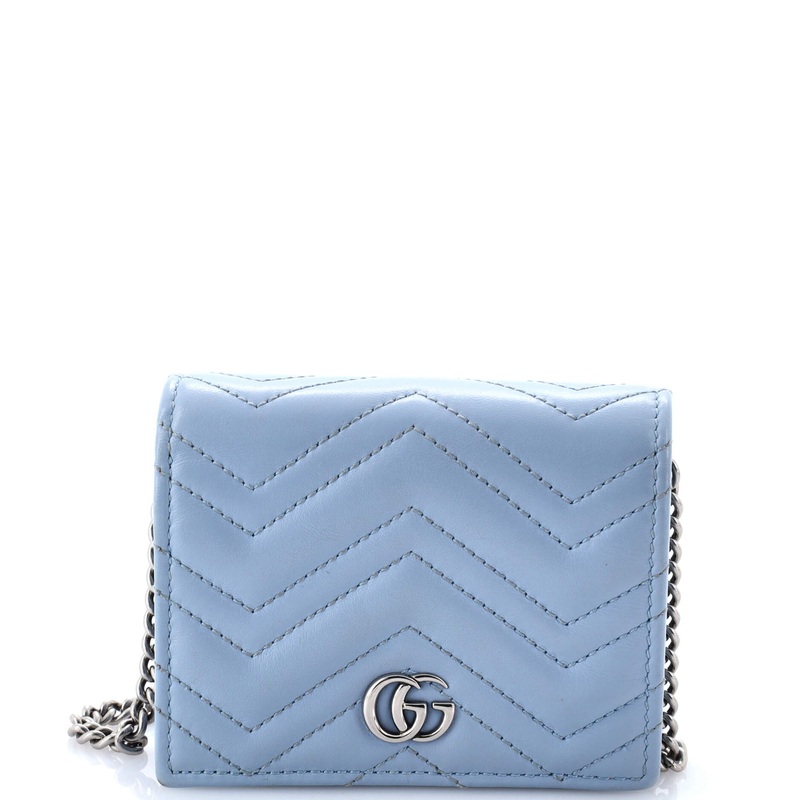 GG Marmont Card Case on Chain Matelasse Leather