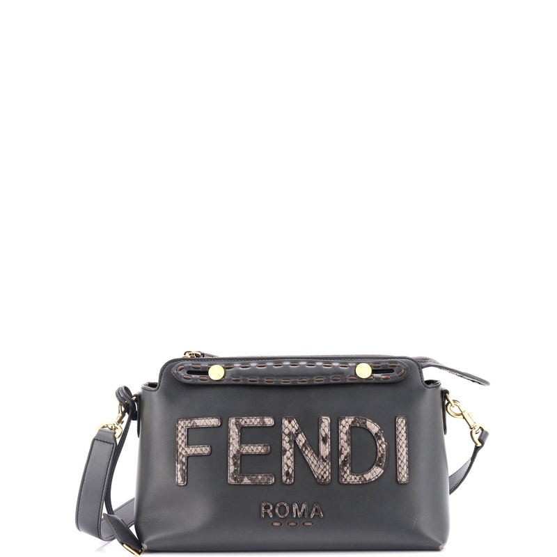 Logo By The Way Satchel Leather with Snakeskin Small