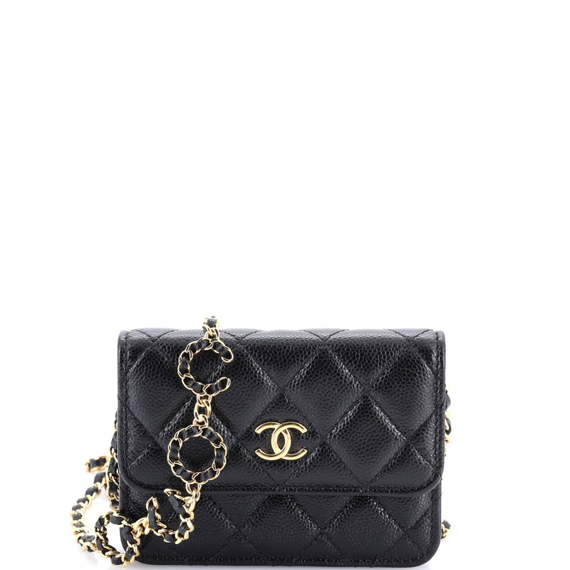 Miss Coco Strap Flap Clutch with Chain Quilted Caviar Mini