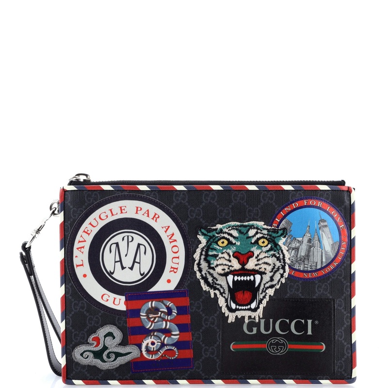 Night Courrier Pouch GG Coated Canvas with Applique