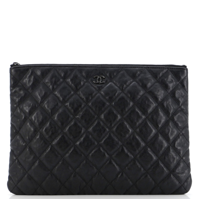 O Case Clutch Quilted Crumpled Calfskin Medium