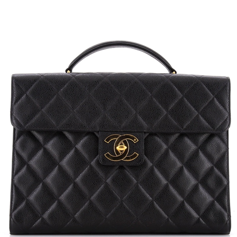 Vintage CC Briefcase Quilted Caviar Large