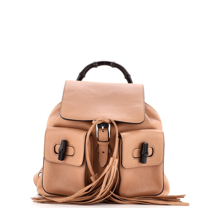 Bamboo Tassel Backpack Leather Medium