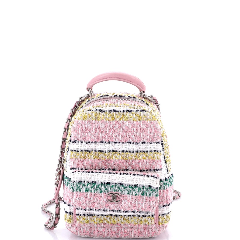 Classic CC Chain Pocket Backpack Quilted Tweed Mini
