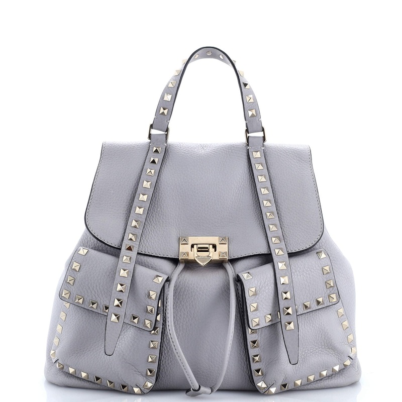 Rockstud Flip Lock Backpack Leather