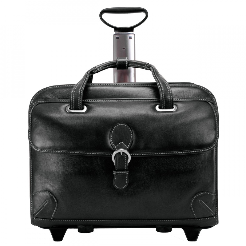 Carugetto 15.4" Leather Wheeled Laptop Briefcase
