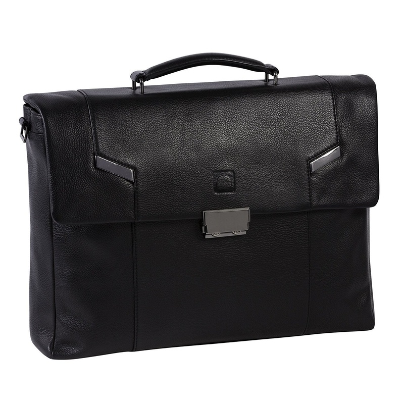 Haussmann Leather 14 Laptop Double Compartment Flapover Briefcase
