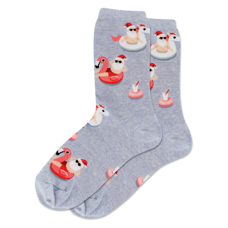 WOMEN'S POOL FLOAT SANTA CREW SOCKS