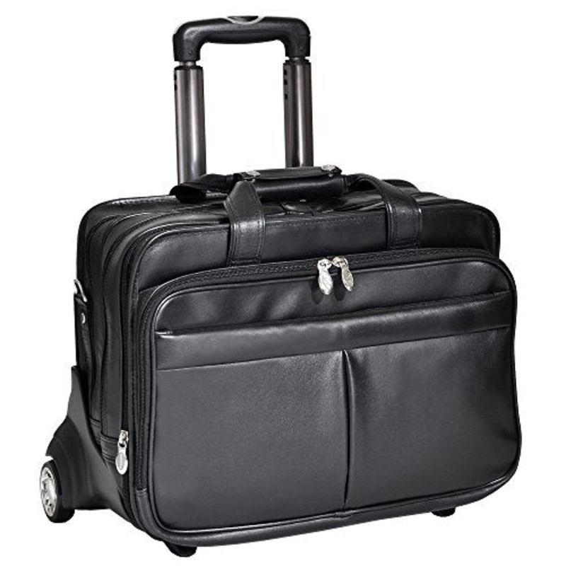 McKlein USA Roosevelt 17" Leather Wheeled Laptop Briefcase w/ Removable Sleeve