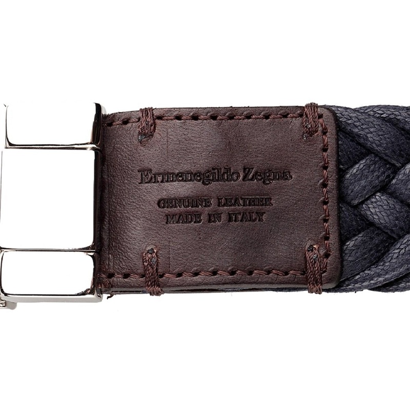 Ermenegildo Zegna Men's Braided Leather and Cotton Weave Belt