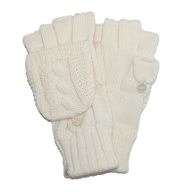Totes Women's Cable Knit Flip Top Mitten Gloves with Flip Thumb