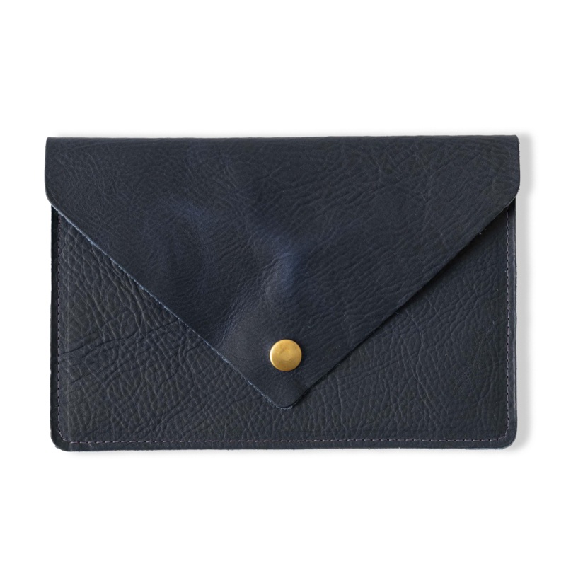 Navy Kodiak Leather Clutch