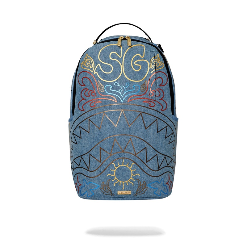 Sprayground Backpack (Metallic Printed Denim Shark)