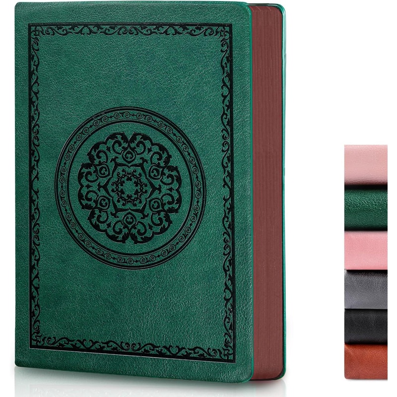 2025 Leather Vintage Journal Notebook,300 Pages,Leather Softcover Lined Journal Notebooks for Women Men,Notebook Journals for Writing Travel,Business,Office,5.7'' X 8.3'',Green