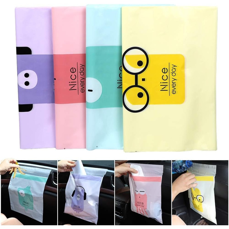 60PCS Easy Stick-On Disposable Car Trash Bag, Leakproof Vomit Bag, Beautiful Kitchen Storage Bag, Durable, Suitable for Cars, Kitchens, Bedrooms, Study Rooms, Travel, Camping, Office Spaces