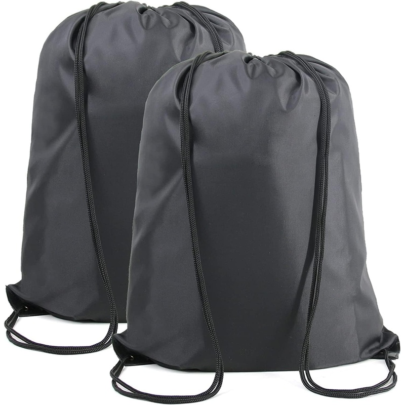 Beegreen Black Drawstring Backpack Bags Bulk 2 Pack X-Large 22.4" L X 17.5" W Sports Cinch Sack Gym String Bags Machine Washable Heavy Duty String Backpack for Men Women