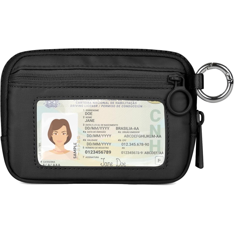 Didida the Iris Wallet Zip Card Case with ID Window Purses for Women Coin Purse with Zipper Mini Portable Keychain Wallet, Black