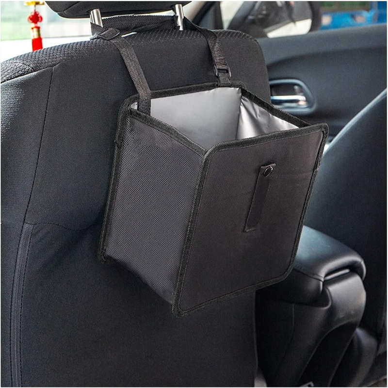 Fekey&Jf Foldable Car Trash Can, Hanging Waterproof Leakproof Trash Can Storage Bag for Car with Large Capacity, Car Interior Accessories (Small)