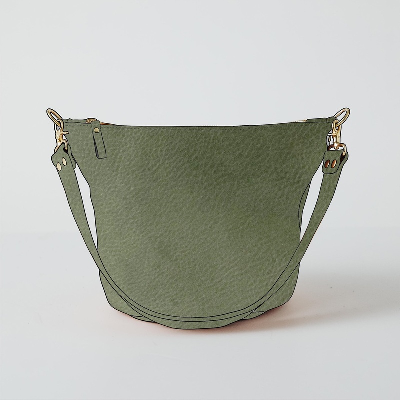 Italian Green Zip-Top Bucket Bag