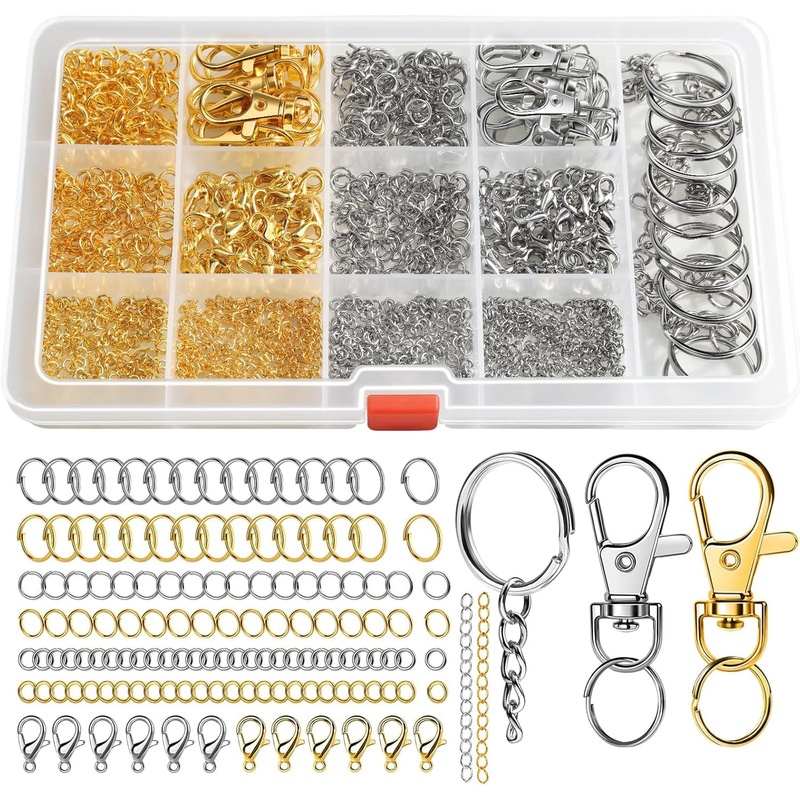 LEOBRO Jump Rings, 968Pcs Keychain Making Kit, Keychain Clip and Key Ring, Key Chain Rings, Lobster Claw Clasps for Keychains, Charm Bracelet Jewelry
