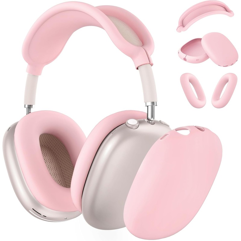 Silicone Case Cover for Airpods Max Headphones, Ear Pad Case Cover/Ear Cups Cover/Headband Cover for Airpods Max (Usb-C/Lightning)(2024/2020),Accessories Silicone Protector for Apple Airpods Max, Pink