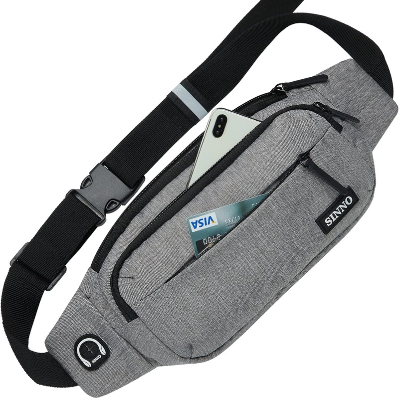 SINNO Large Crossbody Fanny Pack for Women Men Belt Bag with 4-Zipper Pockets for Travel Running Hiking Workout Dog Walking Outdoors Sport Fishing Waist Pack Bag Carrying All Phones