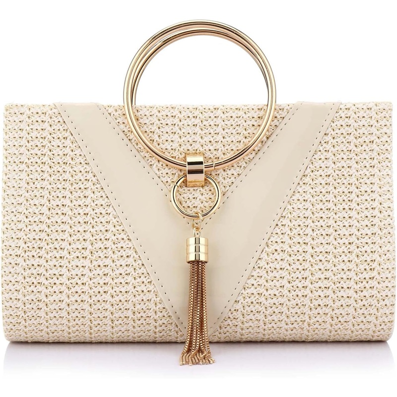 Women Straw Bag Crossbody Clutch Evening Clutch Purse Beach Shoulder Handbag