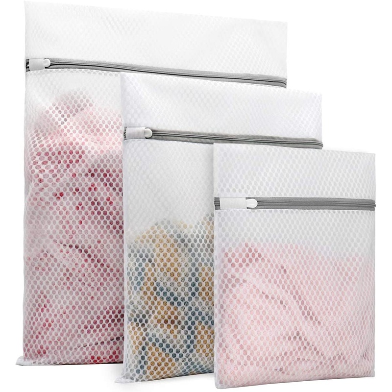 3-Pack Honeycomb Mesh Laundry Bags with Anti-Rust Auto-Lock Zippers