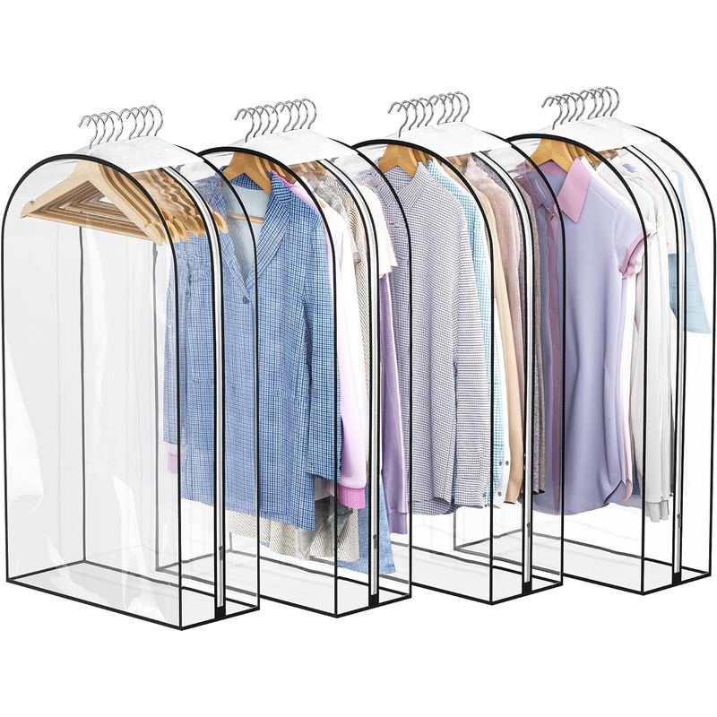 40 Clear Garment Bags with 10 Gusseted Suit Bags, 4 Pack