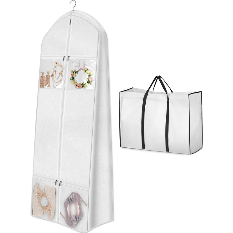 70" Wedding Dress Garment Bag with Bride Tote Bag