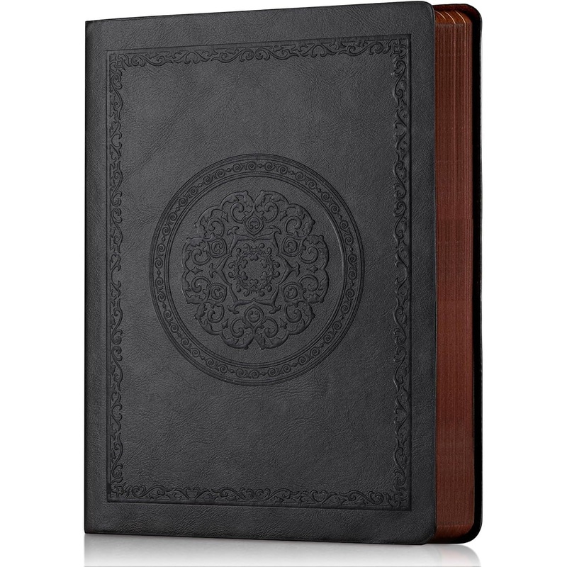 A5 Leather Embossed Notebook, 300 Pages, 5.7X 8.3 Inch, Black