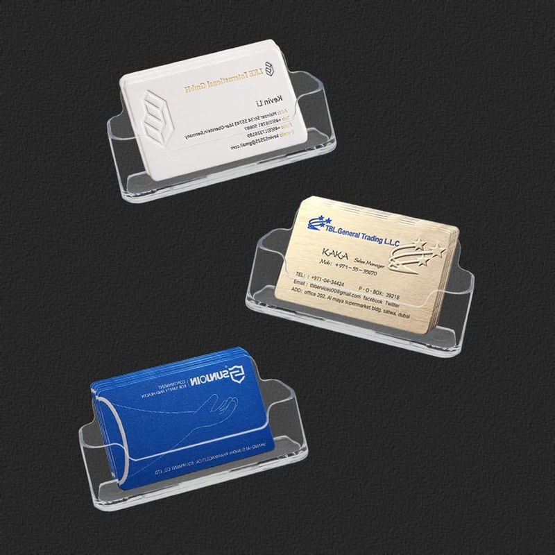 Acrylic Business Card Display Stand for Desk - 8 Pack Clear