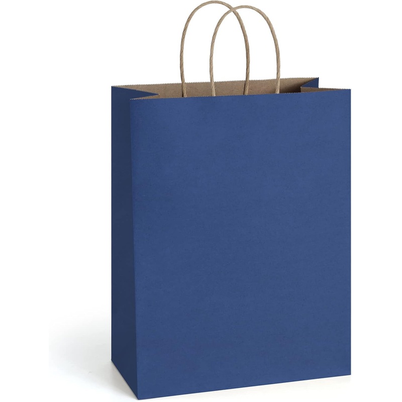Bagdream Gift Bags 10X5X13 25Pcs Kraft Paper Shopping Bags with Handles, for Gifts, Business, Merchandise, Retail, Birthday Party Favor, Navy Blue Recycled Paper Sacks