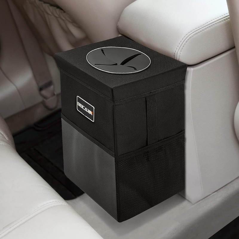 Car Trash Bin with Lid, Leak-Proof Collapsible Portable Trash Bag, 2.6 Gal