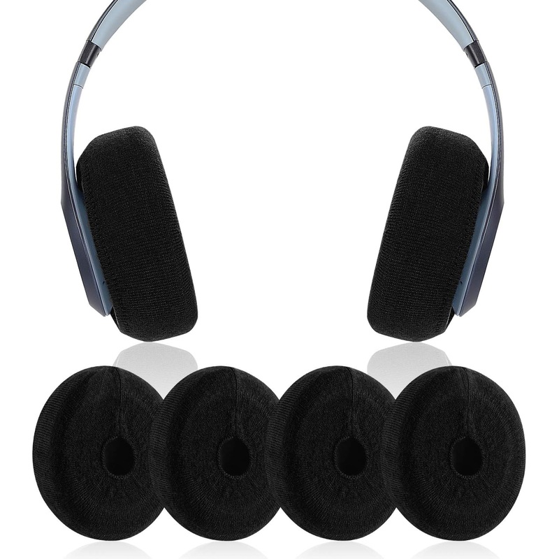 Earpads Sweater Cover Protectors with Stretchable Knit Fabric for Beats Studio 3/2 Bose QC35 25 15 Headphones and Other Headsets with 3-4 Inch Ear Cushions [ 2 Pairs ] (Black)