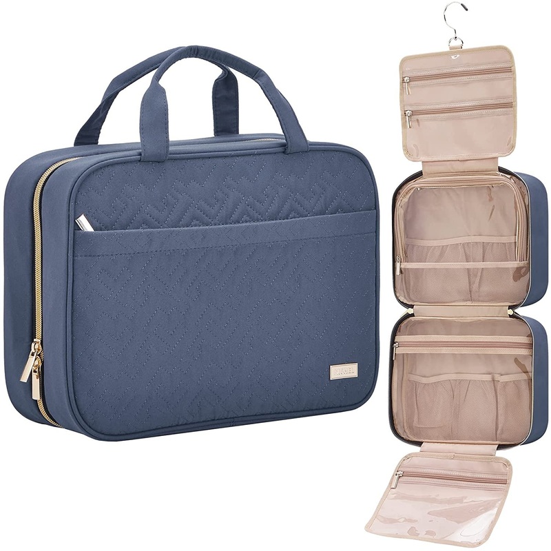 Hanging Travel Makeup Toiletry Bag for women (Large Size, Aegean-Blue)