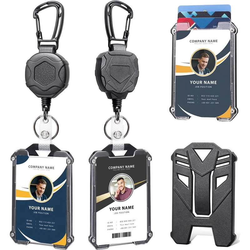 Heavy Duty ID Badge Holder Tactical Badge Reel Keychain with Lanyard