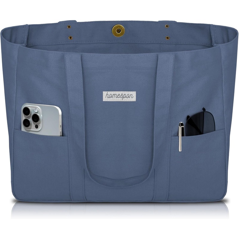 HOMESPON Large Canvas Tote Bag for Women Everything Bag with Pockets and Laptop Sleeve
