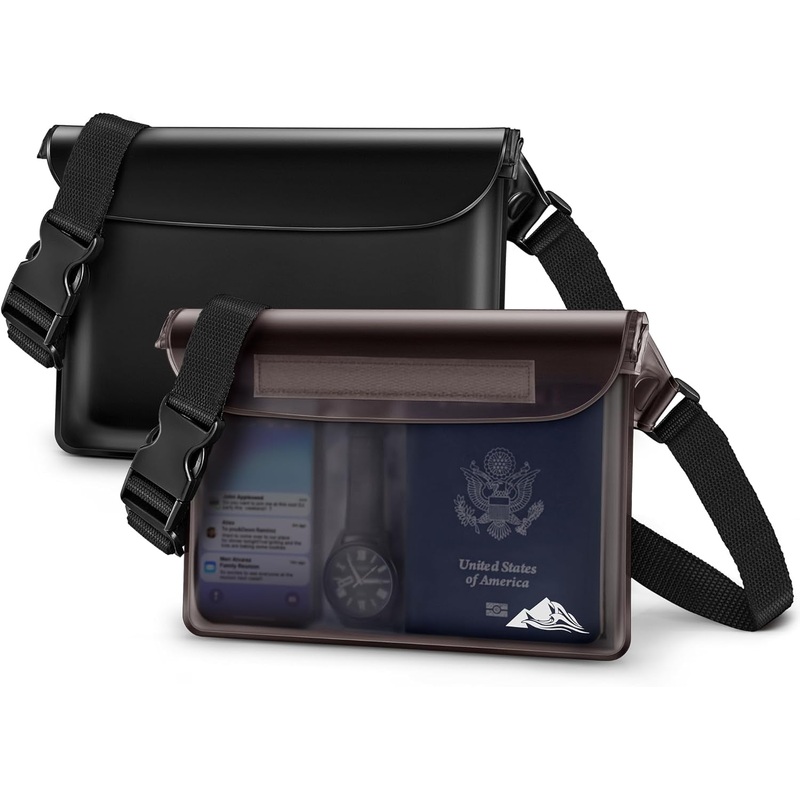 IP68-Rated Waterproof Fanny Pack with Adjustable Waist Strap & Touch-Sensitive Window, 2-Pack